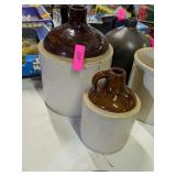 2 PC BROWN AND WHITE JUG SET - 1 GAL AND SMALL