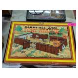 TIN FORT APACHE PLAYSET CASE AND CONTENTS