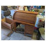 33IN ANTIQUE ROLL TOP SECRETARY, 19.5 DEEP 38 TALL