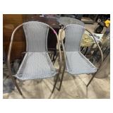 2 METAL FRAME DECK CHAIRS WITH WOVEN SEATS