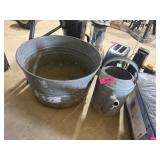 GALVANIZED TUB AND WATERING CAN