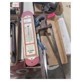 HAND SAWS AND VINTAGE SILICA HARDWARE THERMOMETER