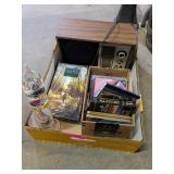 VINTAGE RADIO, CDS, MUSIC BOOKS, AND THERMOMETER