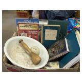 ASST VINTAGE BOOKS, LARGE CERAMIC BOWL, AND MORE