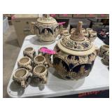 5L GERZ PUNCH BOWL AND 6 CUPS, GERMANY, CASTLE LID