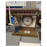 BLATZ BEER LIGHTED CLOCK ADVERTISING