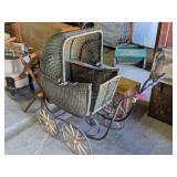 ANTIQUE WICKER BABY STROLLER