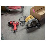 CORDED DEWAULT CIRCULAR SAW, BLACK DECKER DRILL