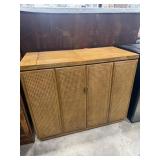 WOOD FOLDING TOP CABINET 2 SHELVES & LARGE DRAWER