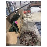 SMALL LIGHTED CHRISTMAS TREES AND METAL SPIRALTREE