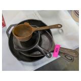 4 CAST IRON PANS - LODGE AND H KOHNSTAMM INC