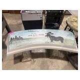 CONCRETE FRONT LAWN BENCH WITH MOOSE