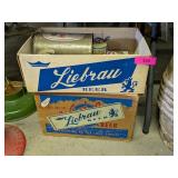 2 LIEBRAU BEER BOXES AND ASSORTED CANS