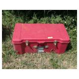 RED PLASTIC STORAGE BOX