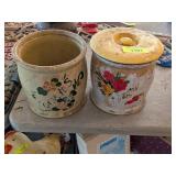 2 STONEWARE COOKIE JARS