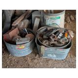 3 GALVANIZED WASHTUBS WITH CONTENTS