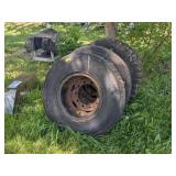 2 SEMI TRUCK TIRES & 1 MILITARY TIRE