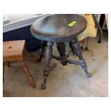 ANTIQUE GLASS CLAWFOOT PIANO STOOL