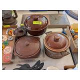 3 STONEWARE COOKWARE & CHEESE CROCK