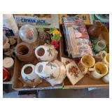 2 BOXES AMERICAN FLAGS, DUCK LAMPSHADES, MUGS, ETC