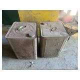 2 - TEXAS COMPANY SQUARE 5 GALLON FUEL CANS