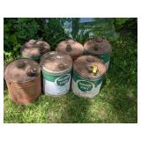6 VINTAGE OIL CANS