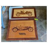 2 WOOD AUTOMOTIVE WALL ART PIECES