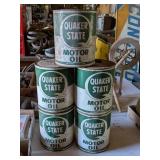 5 QUAKER STATE MOTOR OIL CANS