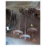 3 SETS OF SMALL STEEL WHEELS