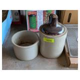 STONEWARE JUG WITH SMALL CROCK