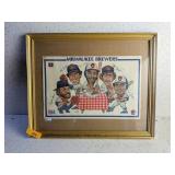 FRAMED MILWAUKEE BREWERS PIZZA HUT PLACEMAT