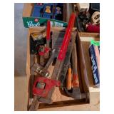 LARGE PIPE WRENCH, HAMMERS & SCREWDRIVERS