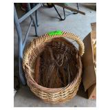 LARGE WICKER BASKET & METAL HANGERS