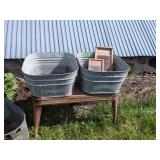 VINTAGE WASH STAND WITH 2 WASHBOARDS
