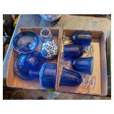 2 GLASSES OF BLUE GLASSWARE