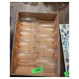 8 PINK DEPRESSION GLASS CHAMPAGNE GLASSES