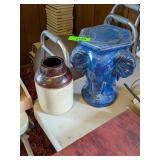 SMALL CROCK & ELEPHANT PLANT STAND