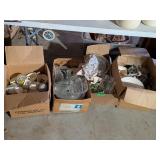 4 BOXES OF GLASS SERVING TRAYS, PAINTED PLATES