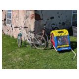 2 BIKES WITH PULL BEHIND KIDS TRAILER