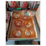 6 PIECE CARNIVAL GLASS BOWL SET