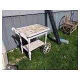 WHITE ROLLING GARDEN CART