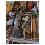 MEAT GRINDER & VINTAGE KITCHEN UTENSILS
