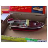 VINTAGE WOODEN MODEL BOAT WITH BOX