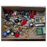 ASSORTED EARRINGS, PINS, AND MORE