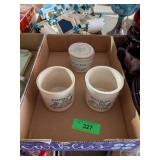 3 SMALL CHEESE CROCKS