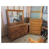 2 PIECE BASSETT DRESSER SET WITH MIRROR