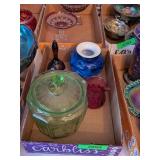 GREEN DEPRESSION GLASS CANNISTER & MORE