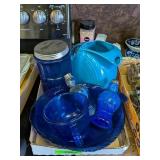 ASSORTED BLUE GLASSWARE