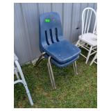 2 MATCHING PLASTIC BLUE CHAIRS