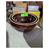 9' & 7.5' BROWN STONEWARE MIXING BOWL